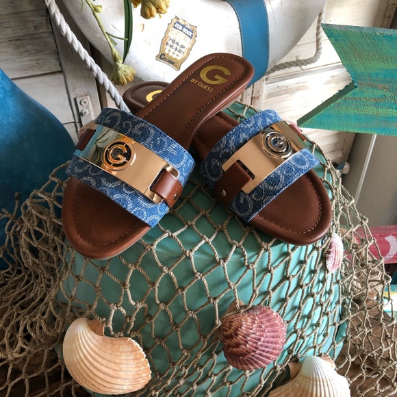 g by guess jeena slide flat sandals
